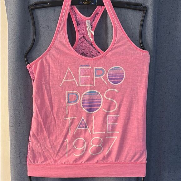 Aeropostale Pink Fitted Sleeveless Tank Top with Graphic Design Size SP - Picture 1 of 3
